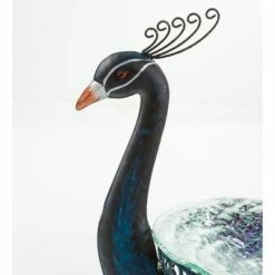 Wind & Weather Vibrant Metal Peacock Birdbath with Glass Bowl -Cheap Garden Decor Store unnamed file 1895