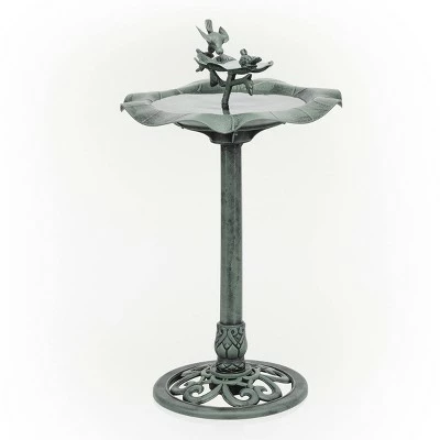 Alpine Corporation 33" Lotus Birdbath With Birds - Blue 3 Alpine Corporation 33" Lotus Birdbath With Birds - Blue - Image 2