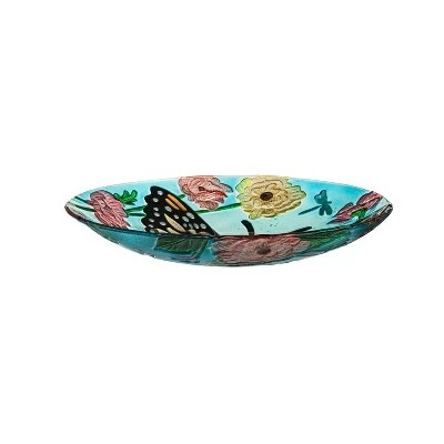 Evergreen 18" Glitter Hand Painted and Embossed Bird Bath, Butterfly 6 Evergreen 18" Glitter Hand Painted and Embossed Bird Bath, Butterfly - Image 4