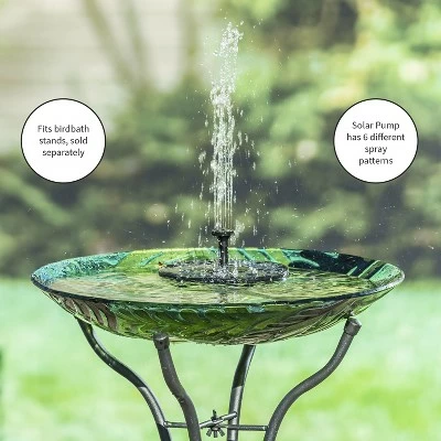 Evergreen 18" Glass Bird Bath Succulent w Solar Fountain 4 Evergreen 18" Glass Bird Bath Succulent w Solar Fountain - Image 3
