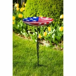 Evergreen 18" Glass Bird Bath, American Flag -Cheap Garden Decor Store unnamed file 1979