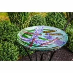 Evergreen 18" Hand Painted Bird Bath with Crushed Glass, Dragonflies over Cattails -Cheap Garden Decor Store unnamed file 2015