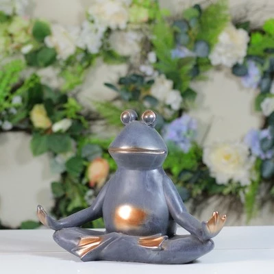Northlight 12" Frog Sitting In a Lotus Yoga Position Garden Statue 3 Northlight 12" Frog Sitting In a Lotus Yoga Position Garden Statue - Image 2