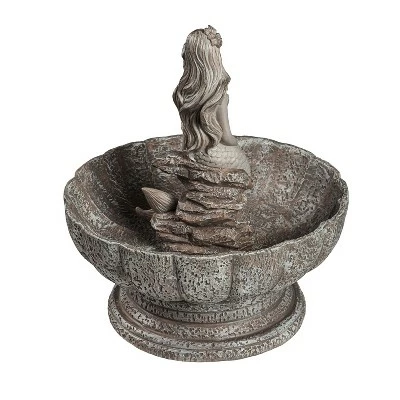 Evergreen Mermaid Concrete Finish Bird Bath 5 Evergreen Mermaid Concrete Finish Bird Bath - Image 3
