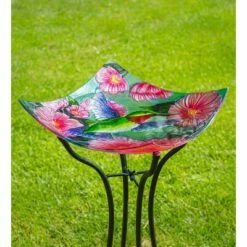 Evergreen 16.5" Hand Painted and Embossed Square Bird Bath, Hummingbird with Flowers -Cheap Garden Decor Store unnamed file 2029