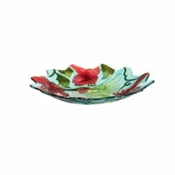 Evergreen 18" Hand Painted and Embossed Shaped Bird Bath, Hummingbird-