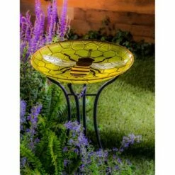 Evergreen 18" Glass Bird Bath, Bee 7 Evergreen 18" Glass Bird Bath, Bee -Cheap Garden Decor Store unnamed file 2061