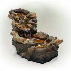 Alpine Corporation Alpine 20" Cascading Stone River Fountain with LED Lights Cool White -Cheap Garden Decor Store unnamed file 2075