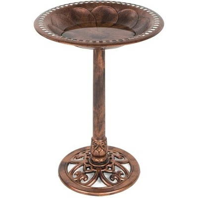 Best Choice Products Outdoor Rustic Pedestal Bird Bath Accent for Garden, Yard w/ Fleur-de-Lis Accents 10 Best Choice Products Outdoor Rustic Pedestal Bird Bath Accent for Garden, Yard w/ Fleur-de-Lis Accents - Image 8