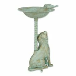 Zingz & Thingz Zingz & Thingz 21.25" Cat Aluminum Birdbath Teal Green