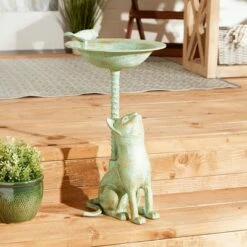 Zingz & Thingz Zingz & Thingz 21.25" Cat Aluminum Birdbath Teal Green -Cheap Garden Decor Store unnamed file 2165