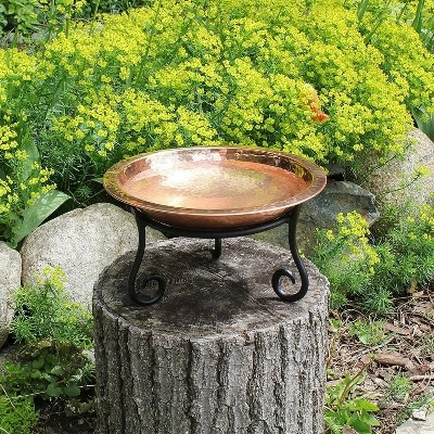 6.5" Hammered Copper Birdbath with Short Stand Polished Copper Plated - Achla Designs 4 6.5" Hammered Copper Birdbath with Short Stand Polished Copper Plated - Achla Designs - Image 2