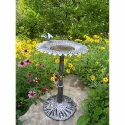 Oakland Living 34" Metal Sunflower BirdBath - Antique Pewter