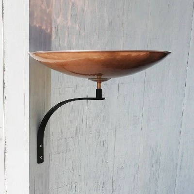 12" Stainless Steel Birdbath Bowl with Wall Mount Bracket Polished Copper Plated - ACHLA Designs 4 12" Stainless Steel Birdbath Bowl with Wall Mount Bracket Polished Copper Plated - ACHLA Designs - Image 2