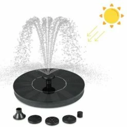 Dartwood Solar Bird Bath and Water Fountain with 4 Different Nozzle Heads for Bird Baths and Small Ponds