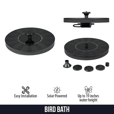 Dartwood Solar Bird Bath and Water Fountain with 4 Different Nozzle Heads for Bird Baths and Small Ponds 4 Dartwood Solar Bird Bath and Water Fountain with 4 Different Nozzle Heads for Bird Baths and Small Ponds - Image 2