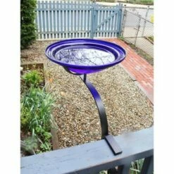 13.7" Reflective Crackle Glass Birdbath Bowl with Rail Mount Bracket - Achla Designs Orange