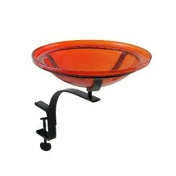 13.7" Reflective Crackle Glass Birdbath Bowl with Rail Mount Bracket - Achla Designs Orange -Cheap Garden Decor Store unnamed file 2219