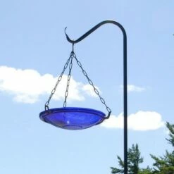 17" Reflective Crackle Glass Hanging Birdbath Bowl - Achla Designs Fern Green