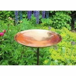4" Iron and Stainless Steel Birdbath Bowl with Stake Brown - ACHLA Designs