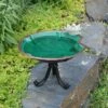 10.2" Lilypad Birdbath with White Flowers and Tripod Stand Antique Copper and Patina Finish - ACHLA Designs