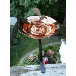 17.2" Hummingbird Birdbath Bowl with Rail Mount Bracket Copper Plated - ACHLA Designs