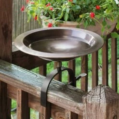 8.5" Classic II Birdbath with Over Rail Bracket Antique Copper - Achla Designs