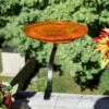 13.7" Reflective Crackle Glass Birdbath Bowl with Rail Mount Bracket - Achla Designs Red