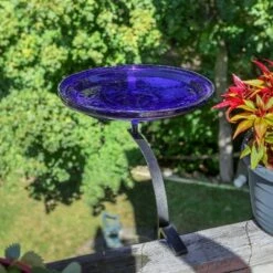 13.7" Reflective Crackle Glass Birdbath Bowl with Rail Mount Bracket - Achla Designs Red -Cheap Garden Decor Store unnamed file 2281