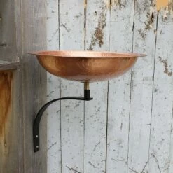 12.2" Hammered Solid Copper Birdbath with Wall Mount Bracket Satin Copper - ACHLA Designs