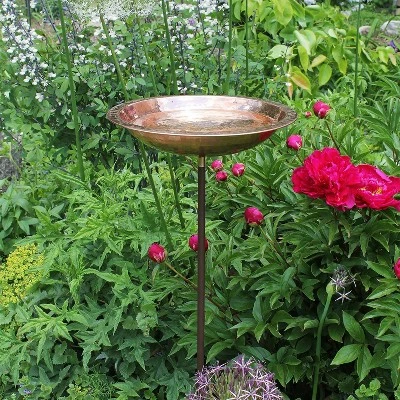 2.5" Hammered Copper Birdbath Bowl with Stake Polished Copper Plated - Achla Designs 3 2.5" Hammered Copper Birdbath Bowl with Stake Polished Copper Plated - Achla Designs