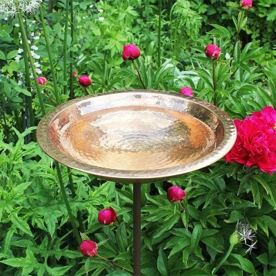 2.5" Hammered Copper Birdbath Bowl with Stake Polished Copper Plated - Achla Designs 4 2.5" Hammered Copper Birdbath Bowl with Stake Polished Copper Plated - Achla Designs - Image 2