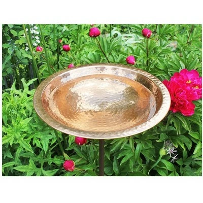2.5" Hammered Copper Birdbath Bowl with Stake Polished Copper Plated - Achla Designs 5 2.5" Hammered Copper Birdbath Bowl with Stake Polished Copper Plated - Achla Designs - Image 3
