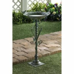 Zingz & Thingz Zingz & Thingz 13.75" Speckled Iron Birdbath Green