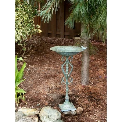 Zingz & Thingz Zingz & Thingz 13.75" Speckled Iron Birdbath Green 6 Zingz & Thingz Zingz & Thingz 13.75" Speckled Iron Birdbath Green - Image 4