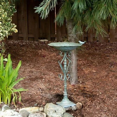 Zingz & Thingz Zingz & Thingz 13.75" Speckled Iron Birdbath Green 7 Zingz & Thingz Zingz & Thingz 13.75" Speckled Iron Birdbath Green - Image 5