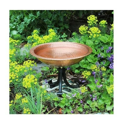 8.75" Hammered Solid Copper Birdbath with Tripod Stand - Achla Designs 4 8.75" Hammered Solid Copper Birdbath with Tripod Stand - Achla Designs - Image 2
