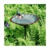 11" Scallop Shell Birdbath and Feeder with Stake Antique Brass Plated - ACHLA Designs
