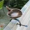 11" Heart Shaped Birdbath Bowl with Over Rail Bracket Antique Copper - ACHLA Designs