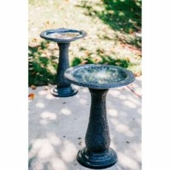 Set of 2 Concrete Birdbaths with Round Pedestal and Base - XBrand Black/speckled Gray -Cheap Garden Decor Store unnamed file 2468