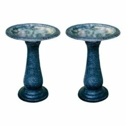 Set of 2 Concrete Birdbaths with Round Pedestal and Base - XBrand Black/speckled Gray -Cheap Garden Decor Store unnamed file 2469