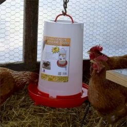 Farm Innovators Inc Farm Innovators HPF-100 Thermostatically Controlled Heated 3 Gallon Plastic Outdoor Year Round Hanging Poultry Chicken Water Fountain, Red