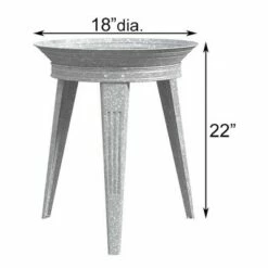 Panacea Products Panacea 82930 Galvanized Vintage Style Three Legged Metal Bird Bath and Pedestal Stand, 18 Inch Diameter, 22 Inch Height, Gray