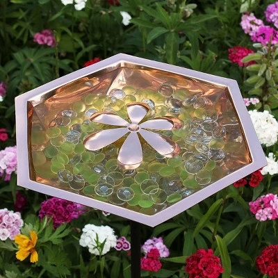 40" Hexagonal Copper Bee Fountain & Birdbath with Stake Copper - ACHLA Designs 3 40" Hexagonal Copper Bee Fountain & Birdbath with Stake Copper - ACHLA Designs