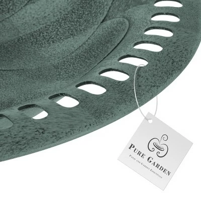 Nature Spring Antique Bird Bath With Vintage Scroll Design and 3 Ground Stakes for Outdoor Décor - Patina Green Finish 7 Nature Spring Antique Bird Bath With Vintage Scroll Design and 3 Ground Stakes for Outdoor Décor - Patina Green Finish - Image 5