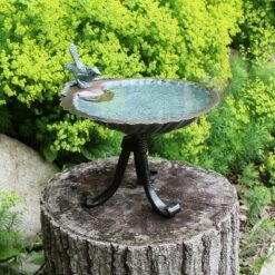 10.75" Tall Scallop Shell Birdbath with Tripod Stand Antique Brass Plated - Achla Designs -Cheap Garden Decor Store unnamed file 2512
