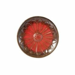 10.5" Handmade Glazed Ceramic Daisy Birdbath Red - Alfresco Home LLC
