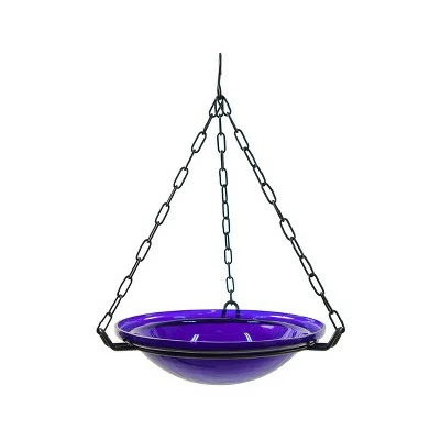 12.5" Crackle Glass Hanging Birdbath Bowl - Achla Designs Teal 4 12.5" Crackle Glass Hanging Birdbath Bowl - Achla Designs Teal - Image 2