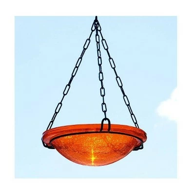 12.5" Crackle Glass Hanging Birdbath Bowl - Achla Designs Teal 7 12.5" Crackle Glass Hanging Birdbath Bowl - Achla Designs Teal - Image 5