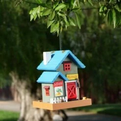 Alpine Corporation 9" Wood Flower Store Bird Feeder